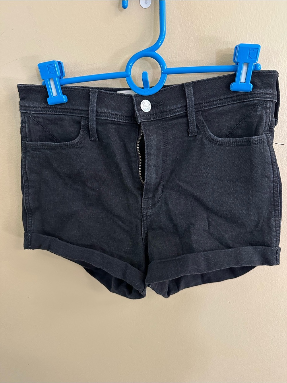 Hollister Black Denim Roll Cuff Shorts